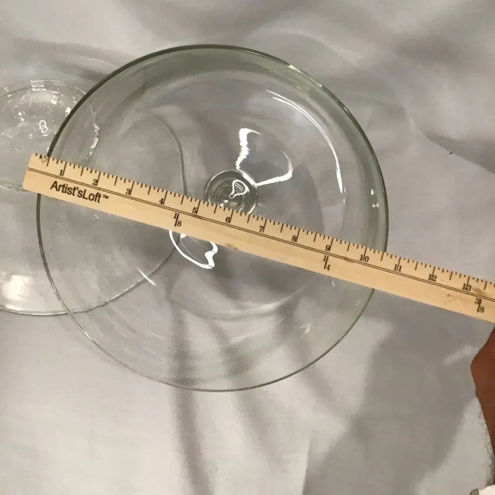 Vintage Heavy Pedestal Glass Etched Cake Stand with Glass Dome
